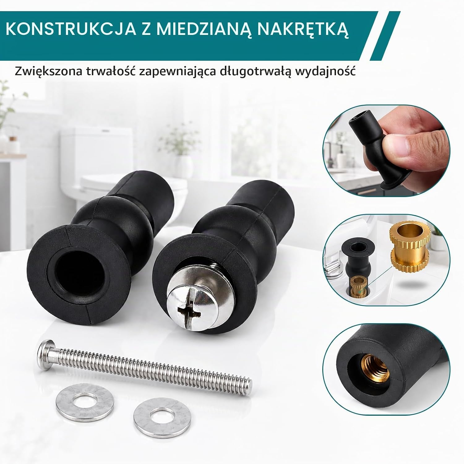 Detalle 2 de Amlif 111143 – zestaw mocujący do deski sedesowej, 8 elementów