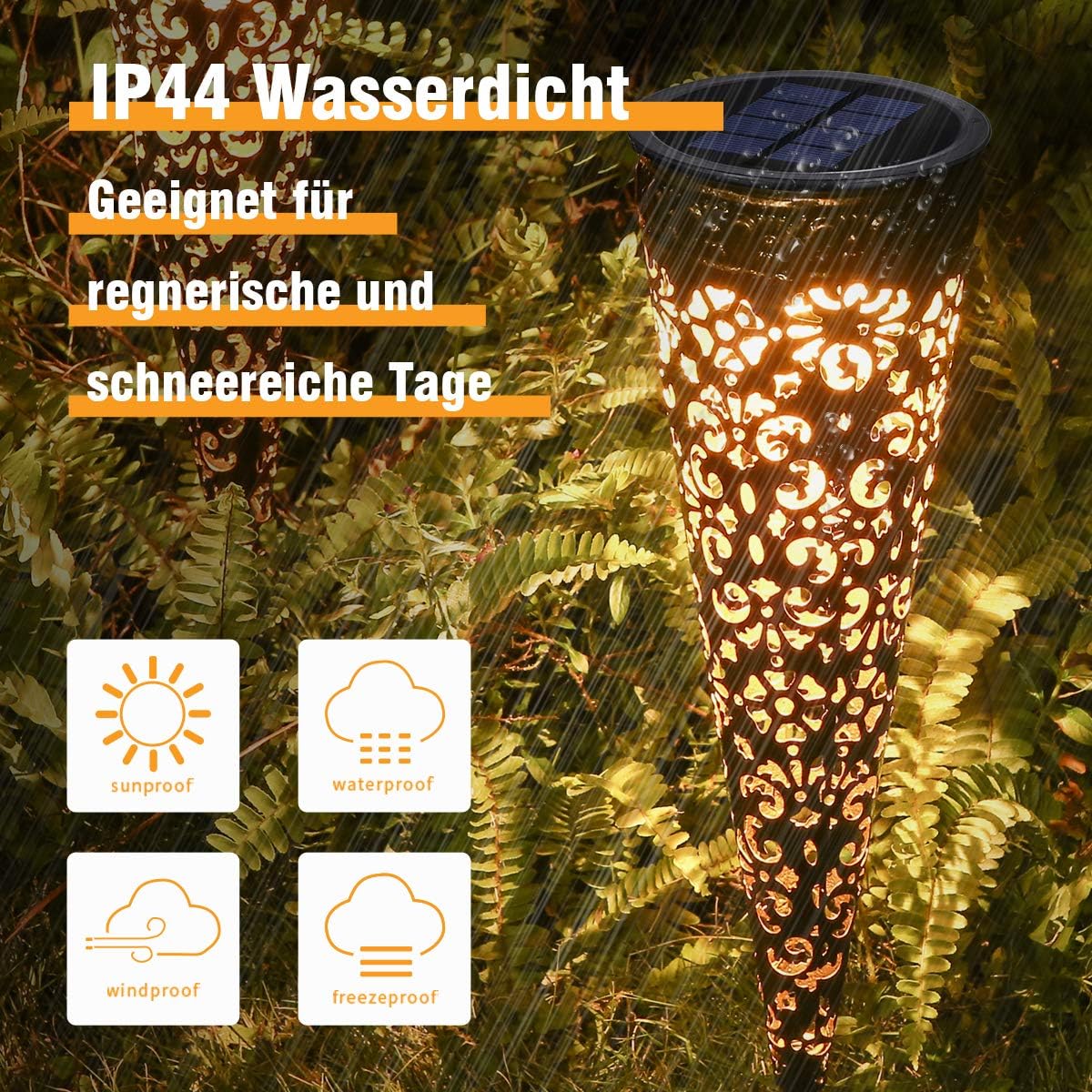 Detalle de Görvitor 4er Set Vintage Metall Solar-Gartenleuchten (IP65) mit Erdspieß