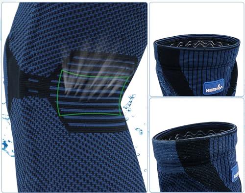 Detalle de NEENCA Kniestütze: Komprimierte Kniebandage mit Patella-Gel-Pads und Federseitenstabilisatoren