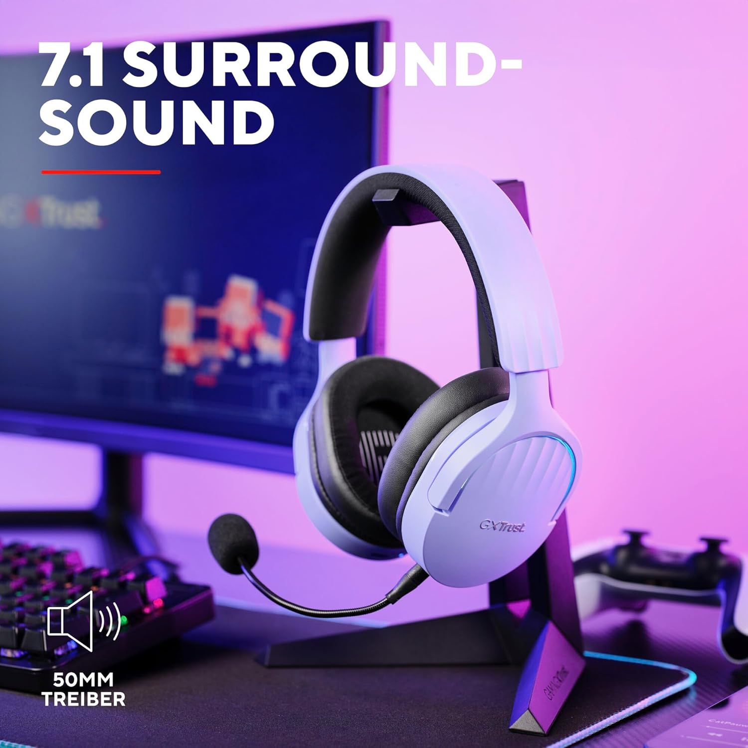 Thumbnail 3 de Trust Gaming GXT 491P Fayzo Gaming Headset – kabellos, 7.1 Surround, Bluetooth & 50 mm Treiber