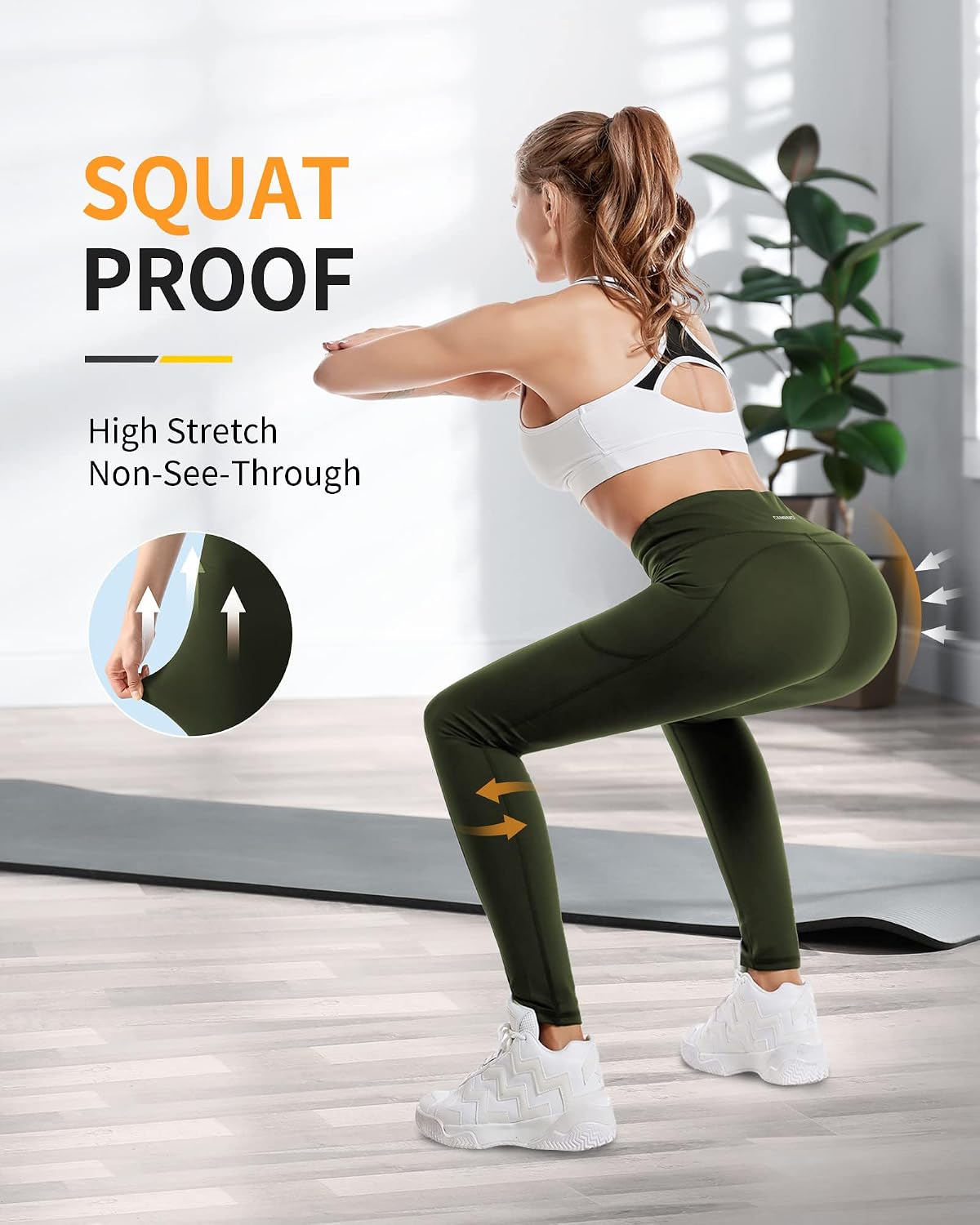 Detalle de CAMBIVO SF10 High-Waisted Leggings for Women with Three Pockets