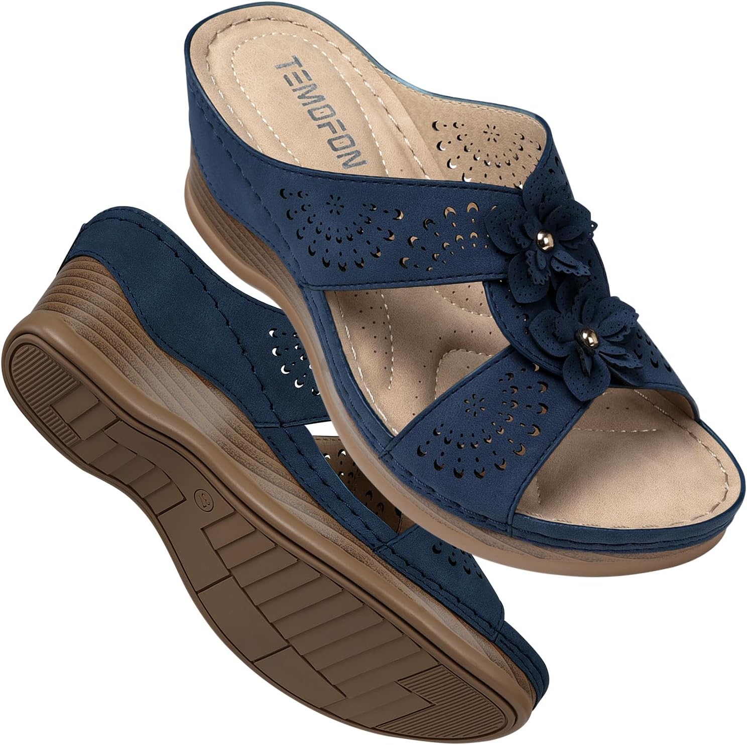 Detalle de TEMOFON Women's Wedge Sandals, 2.6-Inch Wedge