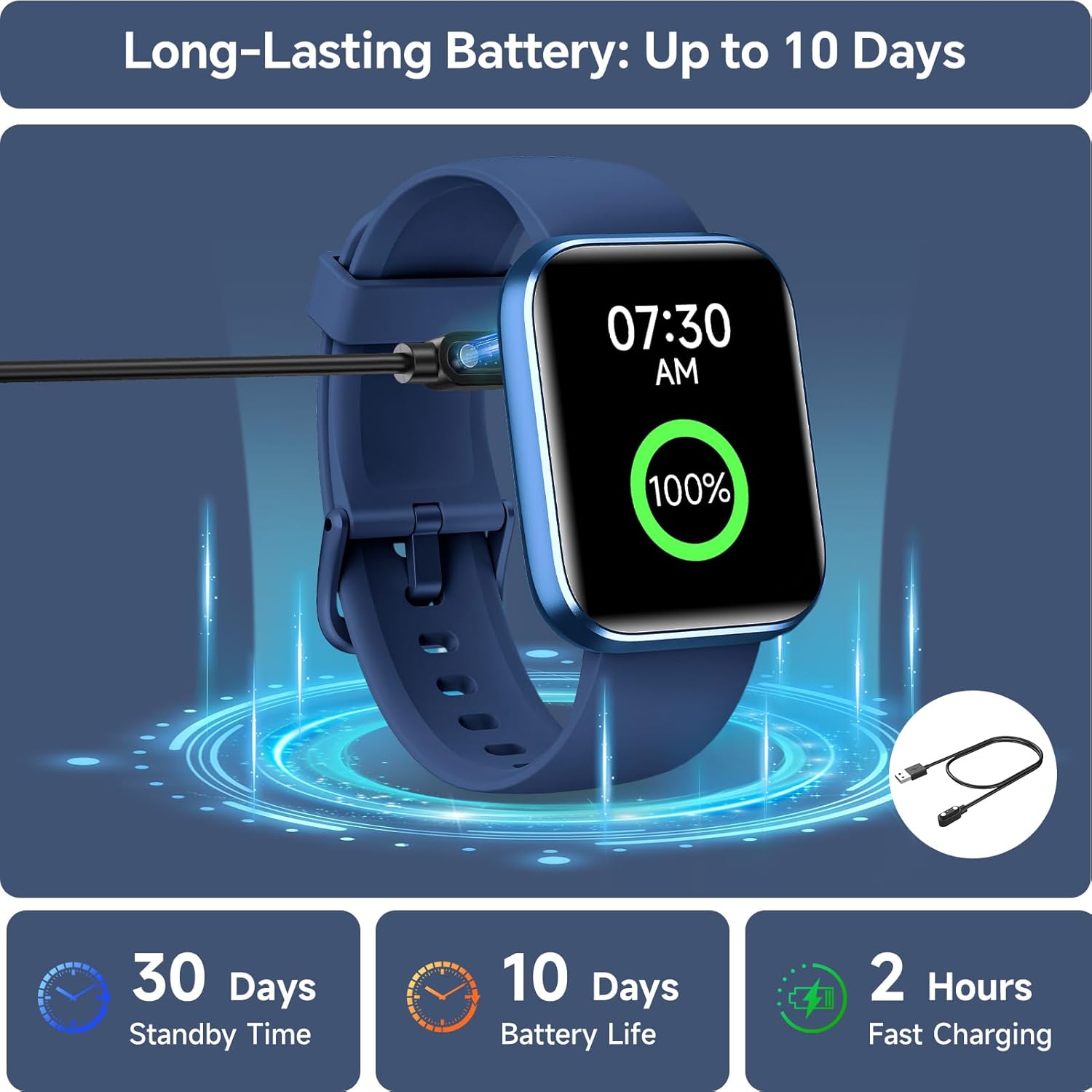 Thumbnail 4 de Aeac Smart Watch for Men & Women: 1.85" Touchscreen, Bluetooth Calling, Alexa, 120+ Sports & 3ATM Waterproof
