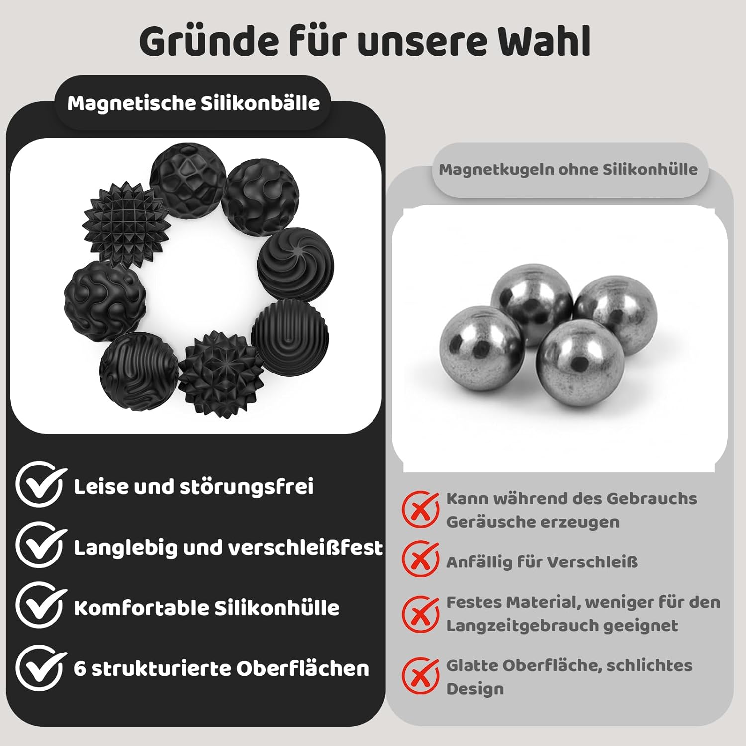 Detalle de 8 STK Focus Dots Magnetische Kugeln – Silikon-Stressbälle mit 8 Texturen