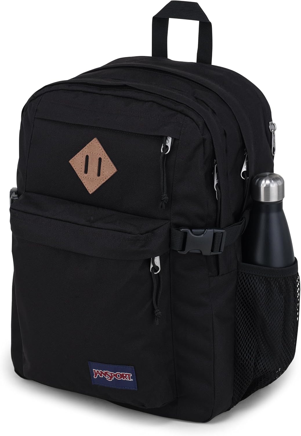 Detalle de JanSport Main Campus Backpack: 15-Inch Laptop, Dual Bottle Pockets, Black