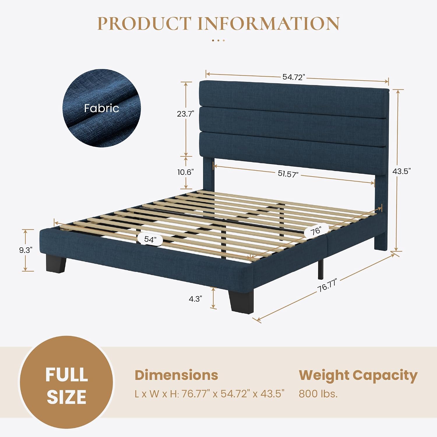 Detalle 2 de SHA CERLIN Full Platform Bed Frame