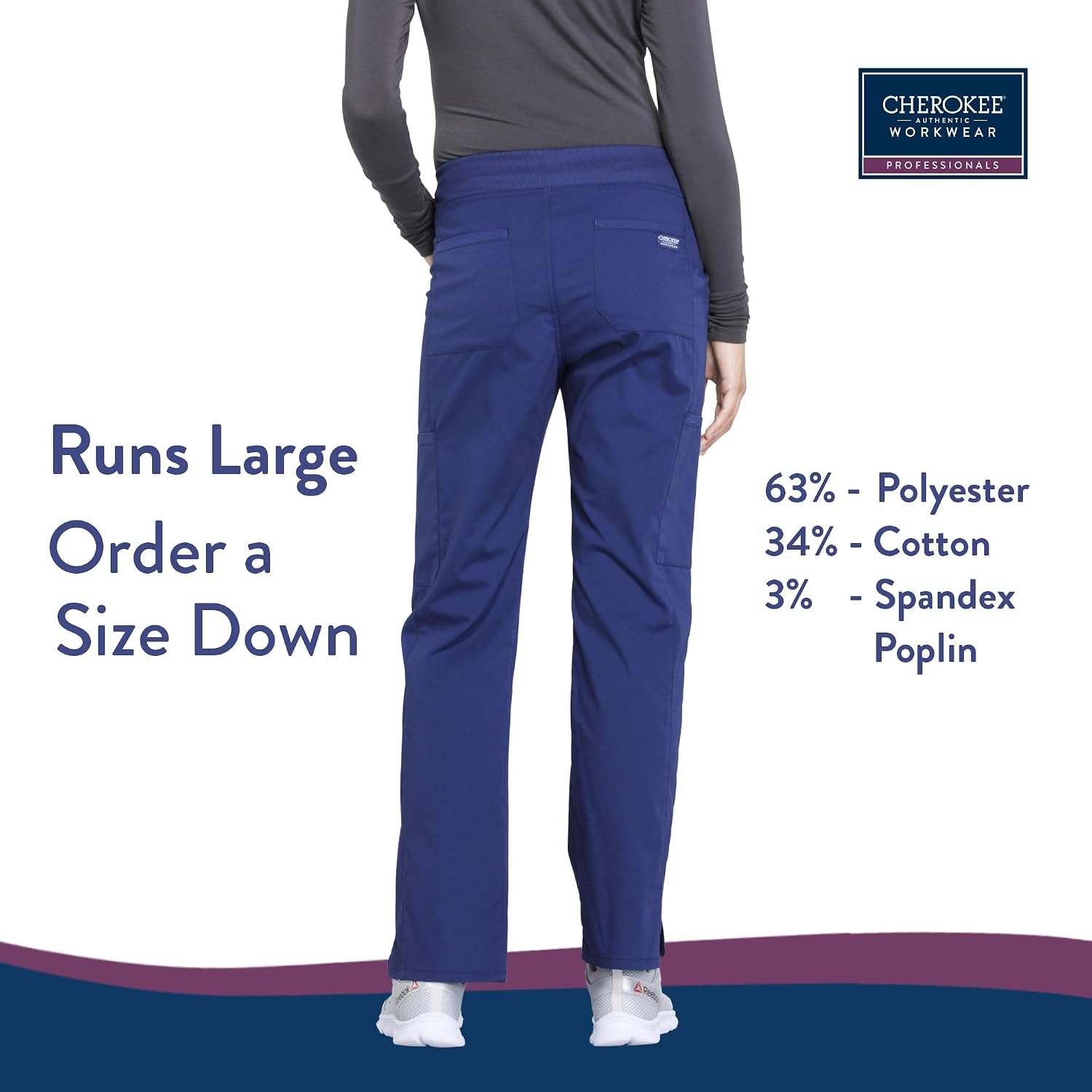 Detalle de Cherokee WW170T Women's Scrub Pants with 2-Way Stretch and Six Pockets