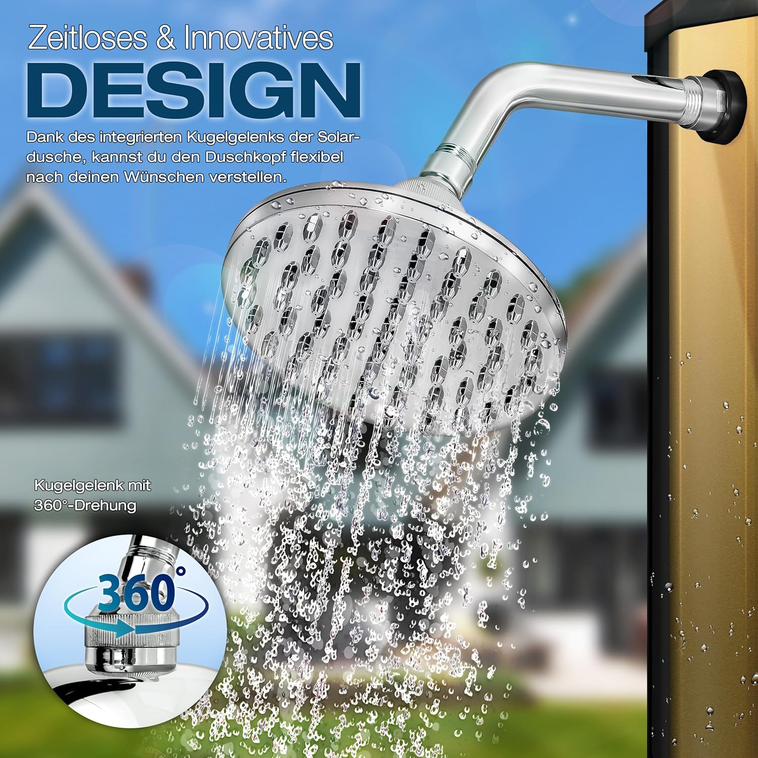 Thumbnail 4 de tillvex Solardusche 60 Liter inkl. Abdeckung – warme Gartendusche für Pool, Camping & Garten ohne Stromanschluss
