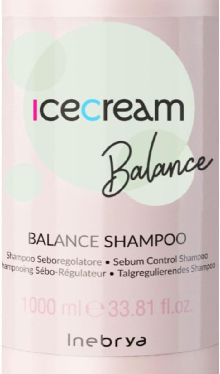 Detalle de Inebrya Ice Cream Balance Sebum-Regulating Shampoo, 1000ml, Vegan and Silicone-Free