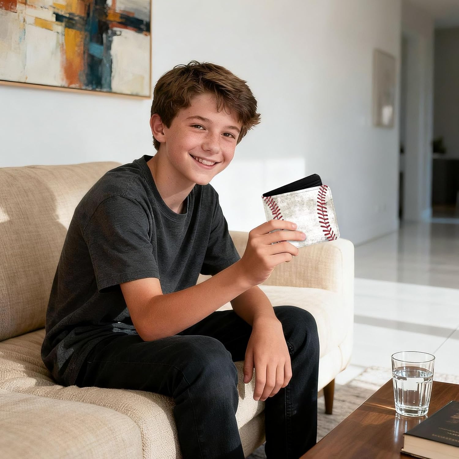 Detalle de Kids Wallets for Boys Teen: Premium Vegan Leather Bifold with Zipper Coin Pocket