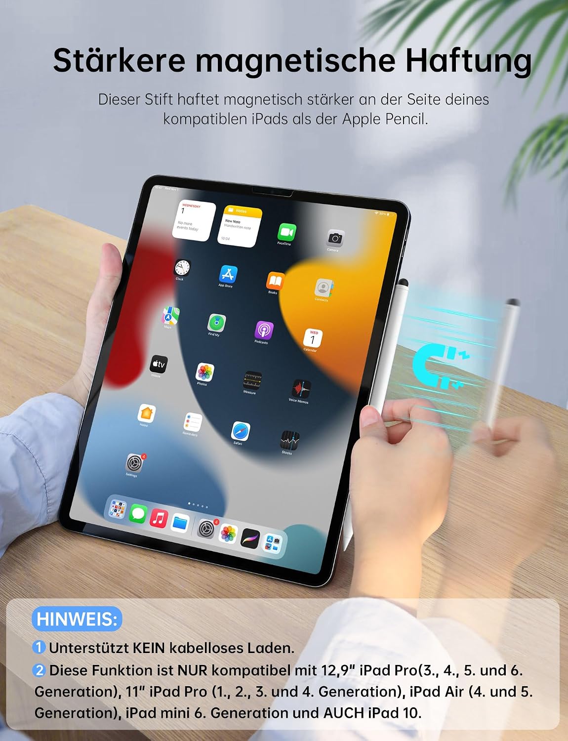 Thumbnail 6 de MEKO Stift für iPad (2018–2025) mit Schnellladefunktion & Neigungssensitivität – passend für Apple Pencil-kompatible iPads