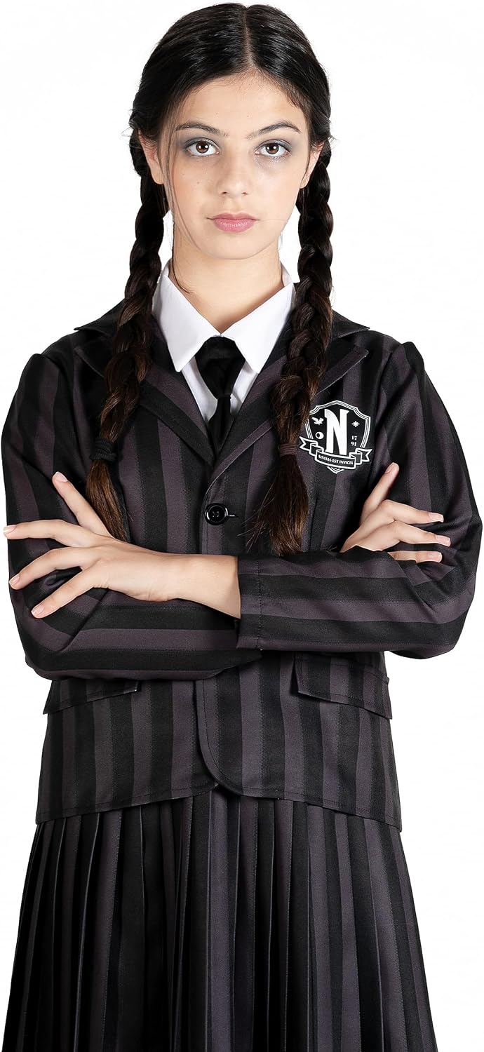 Detalle de Ciao Wednesday Addams – kostium szkolny Nevermore, rozmiar S, marynarka i spódnica