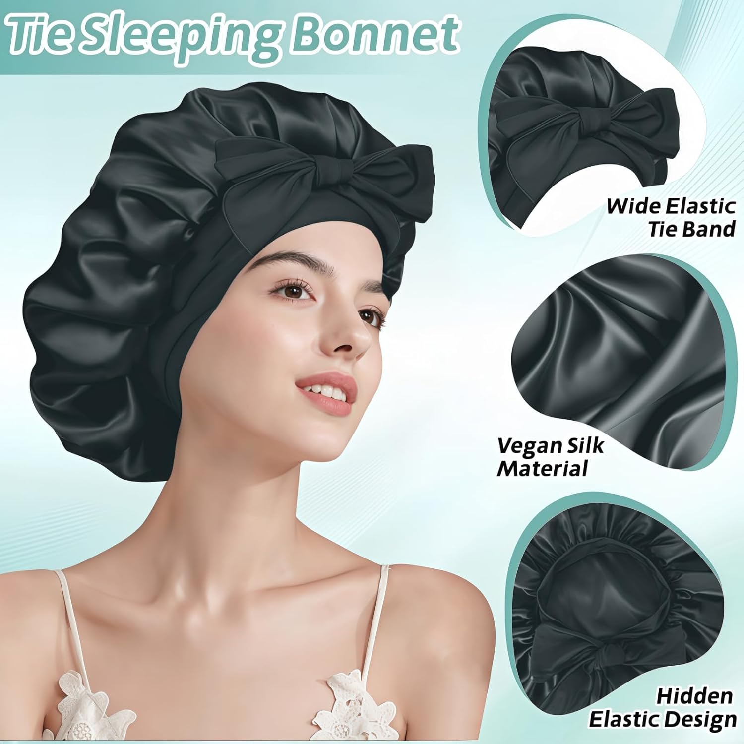 Thumbnail 4 de VECIIR Silk Bonnet for Sleeping Women – Adjustable Satin Hair Wrap for Frizeless Curl Care