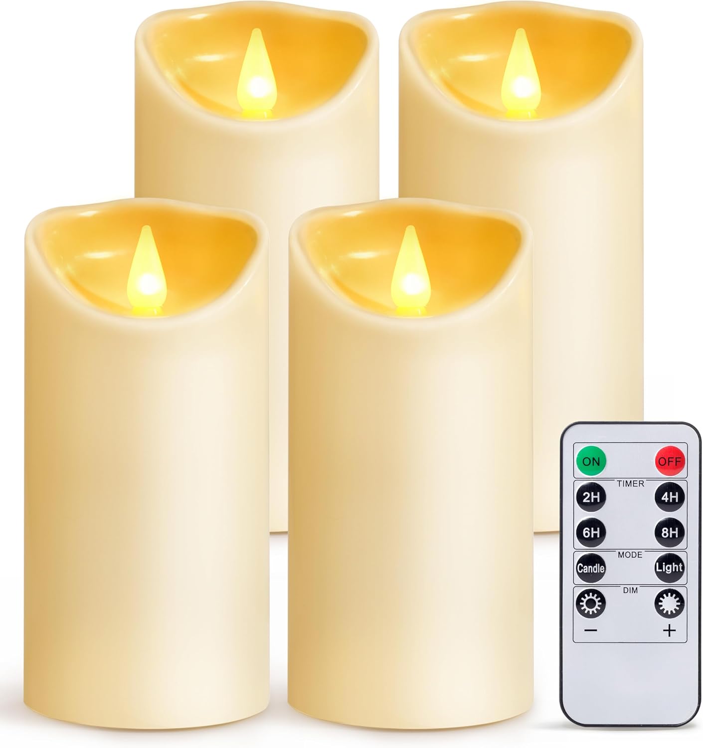 Detalle de AuroraWave 6x3in LED Flameless Candles Set of 4 with Remote and Timer
