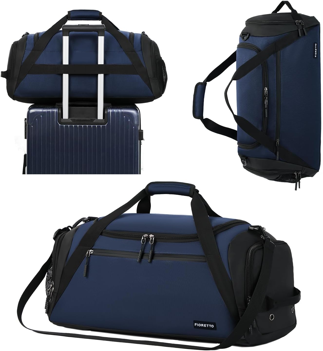Detalle de FIORETTO Mens Sports Gym Bag with Wet Pocket & Shoe Compartment – a practical travel duffle with flexible carry options
