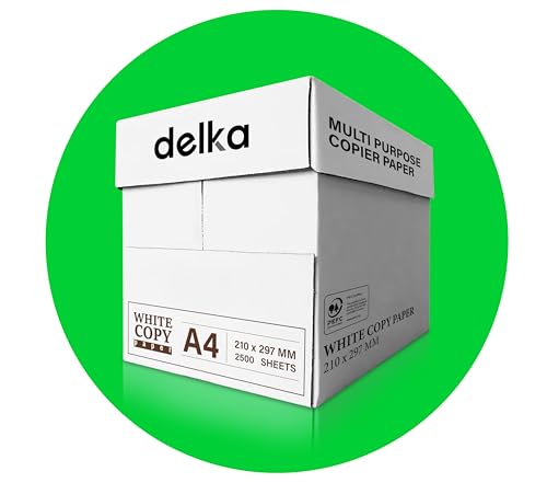 Detalle de delka Multi-Purpose A4 Printer Paper (75gsm) – Pack of 5 Reams, 2500 Sheets