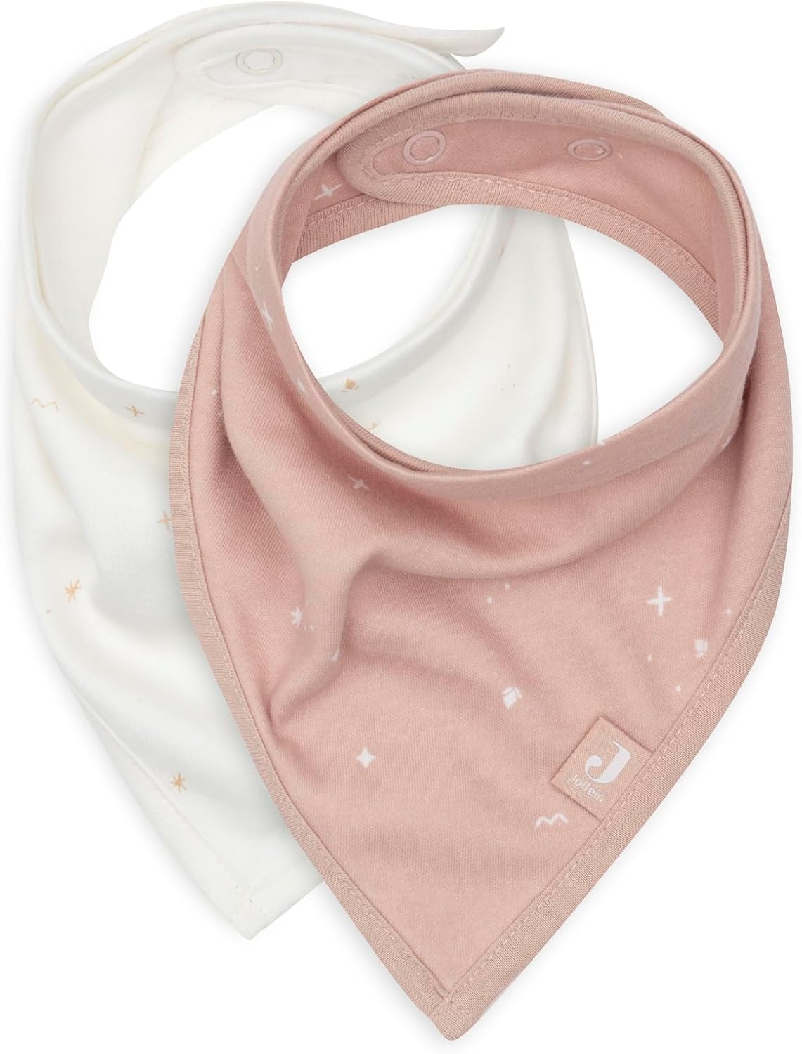 Detalle de Jollein Bandana Lätzchen Halstuch 2er Set – 100% Baumwolle, Druckknöpfe, 37 x 24,5 cm