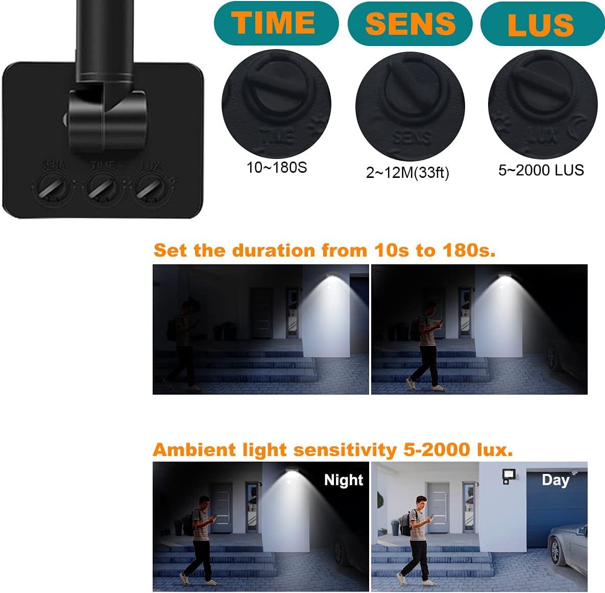 Detalle de treoir Faretto con Sensore di Movimento 50W, 5000LM – Faretto LED Esterno IP66 6000K