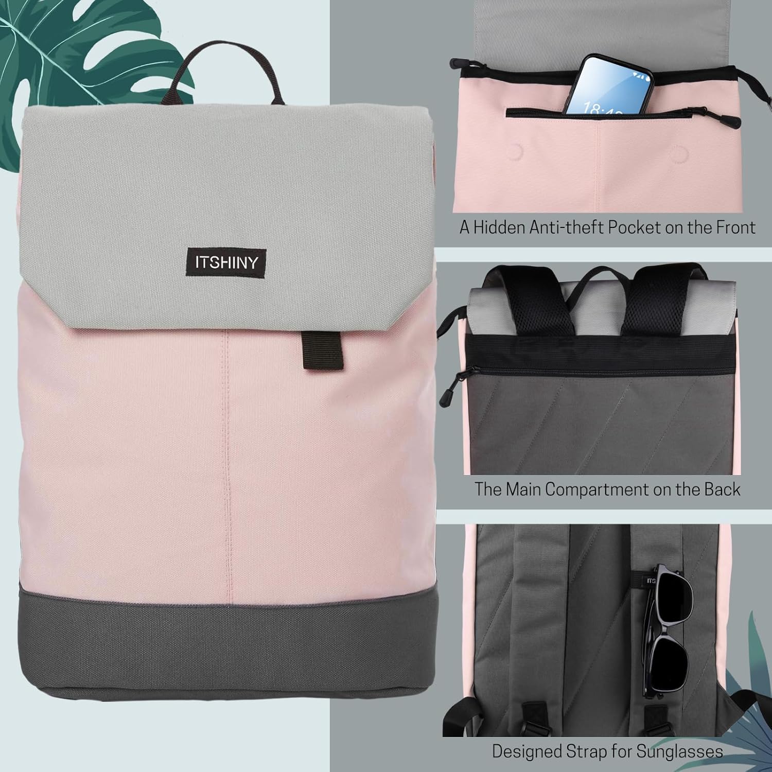 Detalle 2 de Rucksack Damen mit Laptopfach 15,6 Zoll