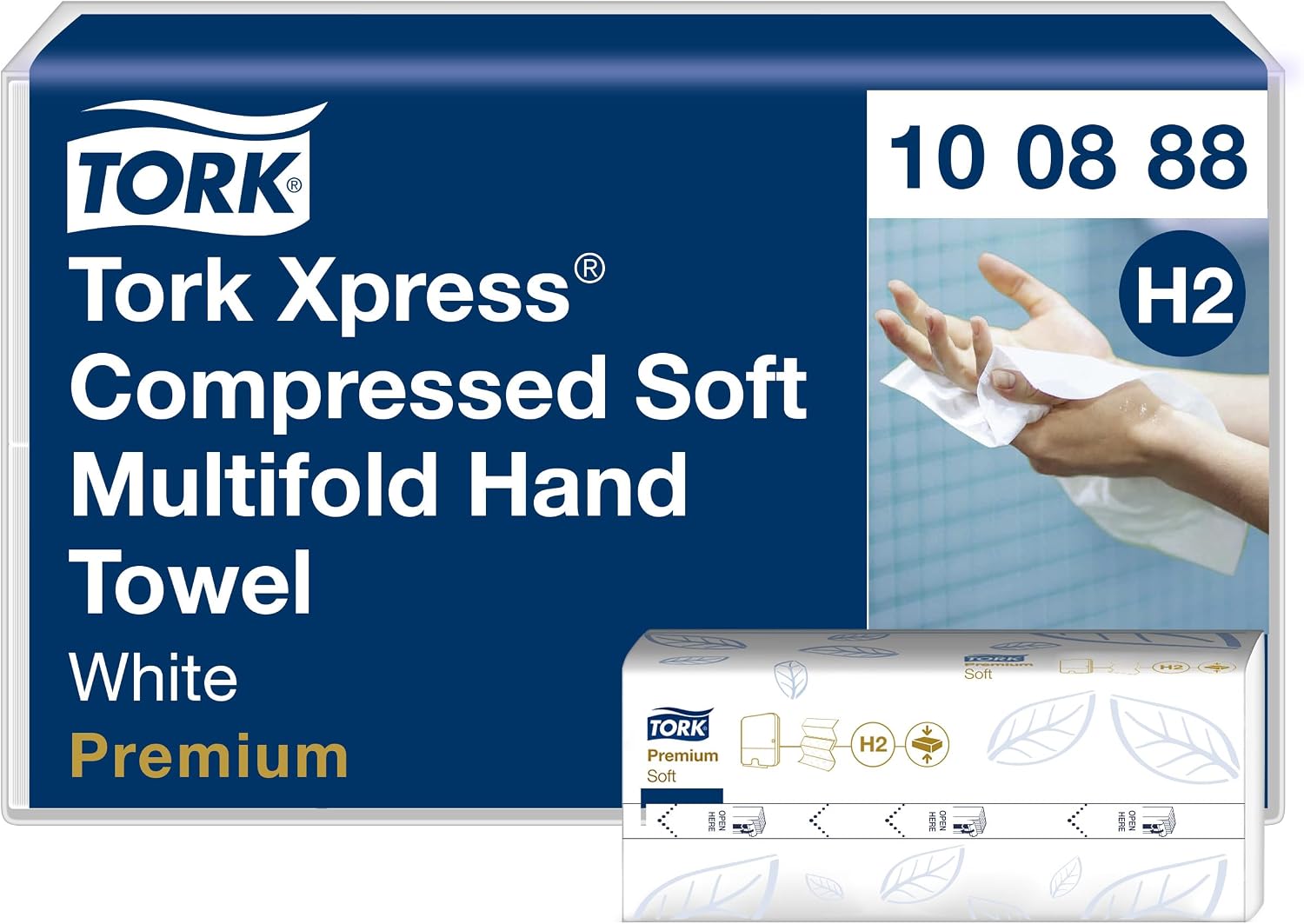 Detalle de Tork 100888 Xpress H2 – 2-warstwowe ręczniki papierowe składane w M