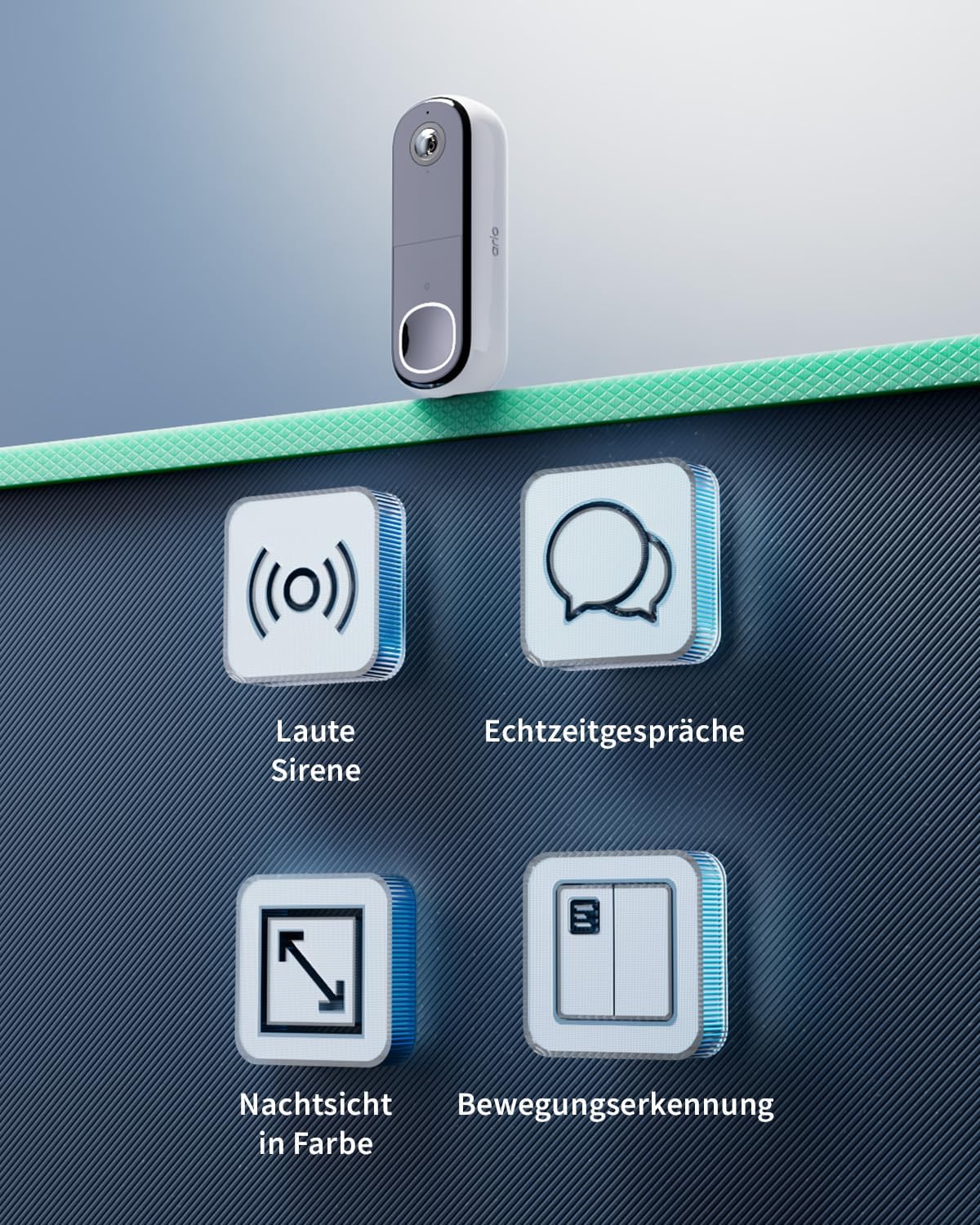 Detalle 2 de Arlo 2K HD Video-Türklingel kabellos mit Kamera, WLAN, 2-Wege-Audio und Nachtsicht (weiß)