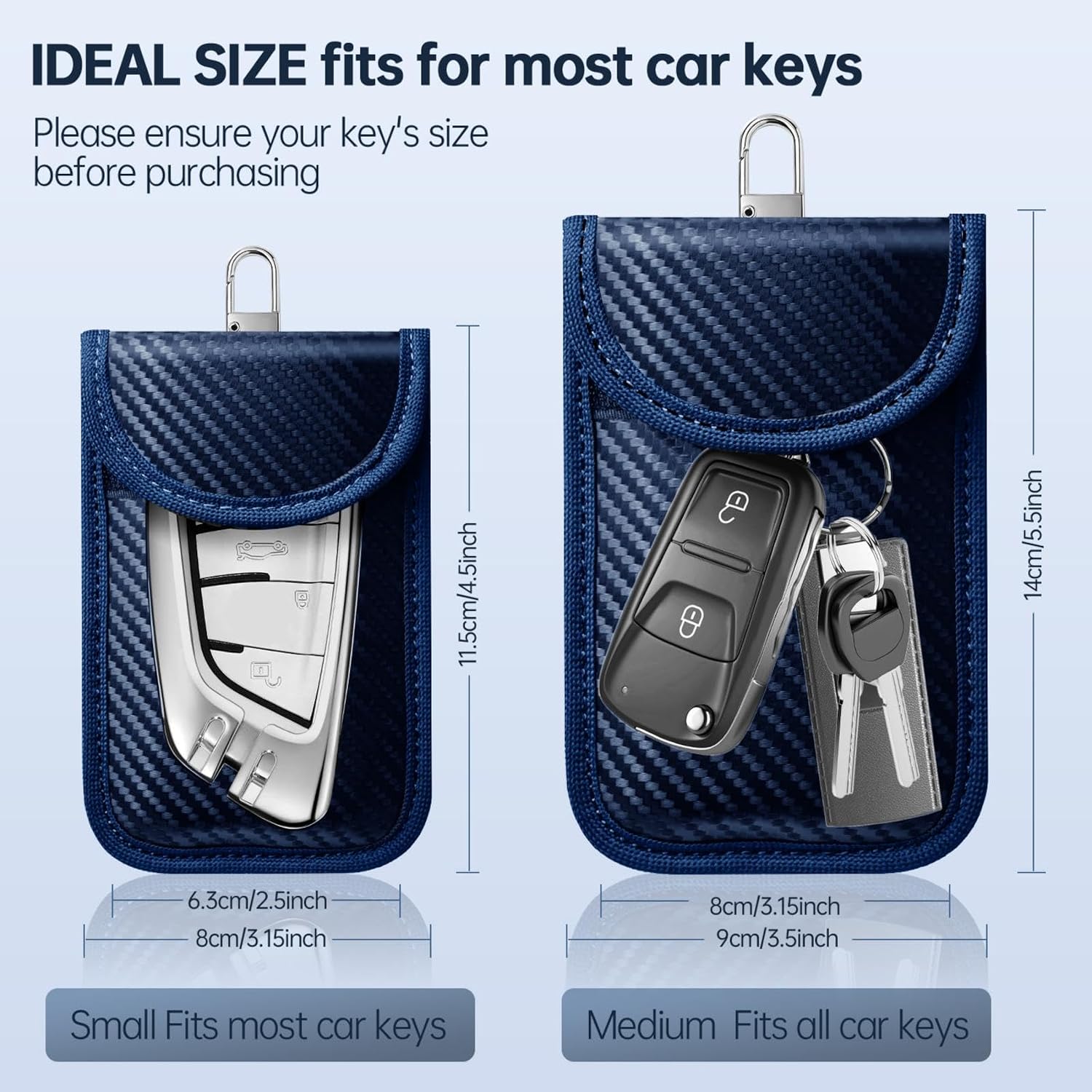 Detalle 2 de Caslord Keyless Go Schutz Autoschlüssel – 2er Set Faraday-Taschen aus Leder mit RFID-Blocker