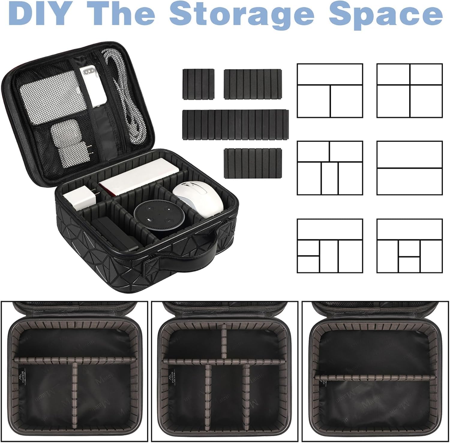 Thumbnail 6 de MATEIN kabelorganizer met twee lagen, verstelbare vakken en PVC-buitenkant