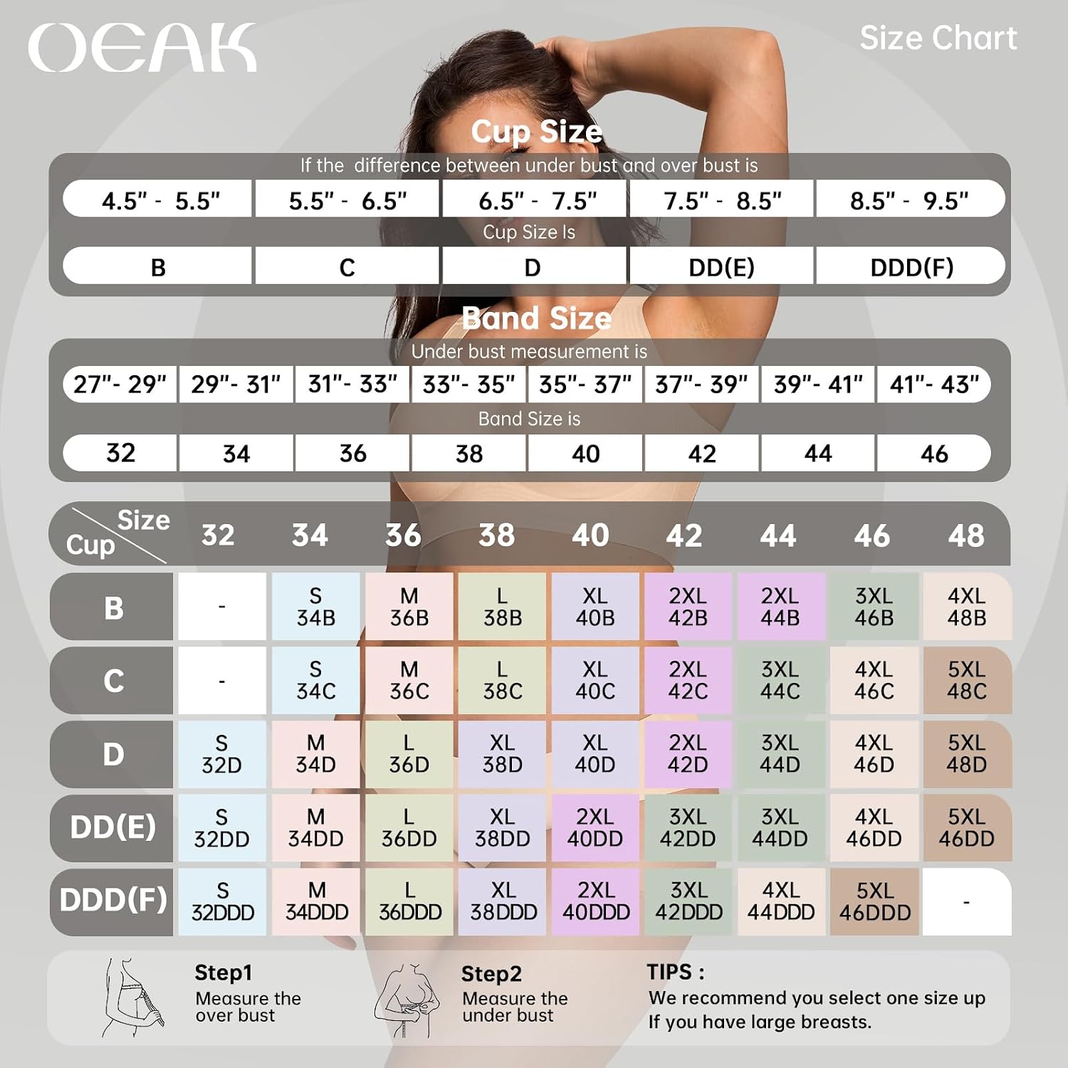 Detalle 2 de OEAK Wireless Jelly Bra, Plus Size Support