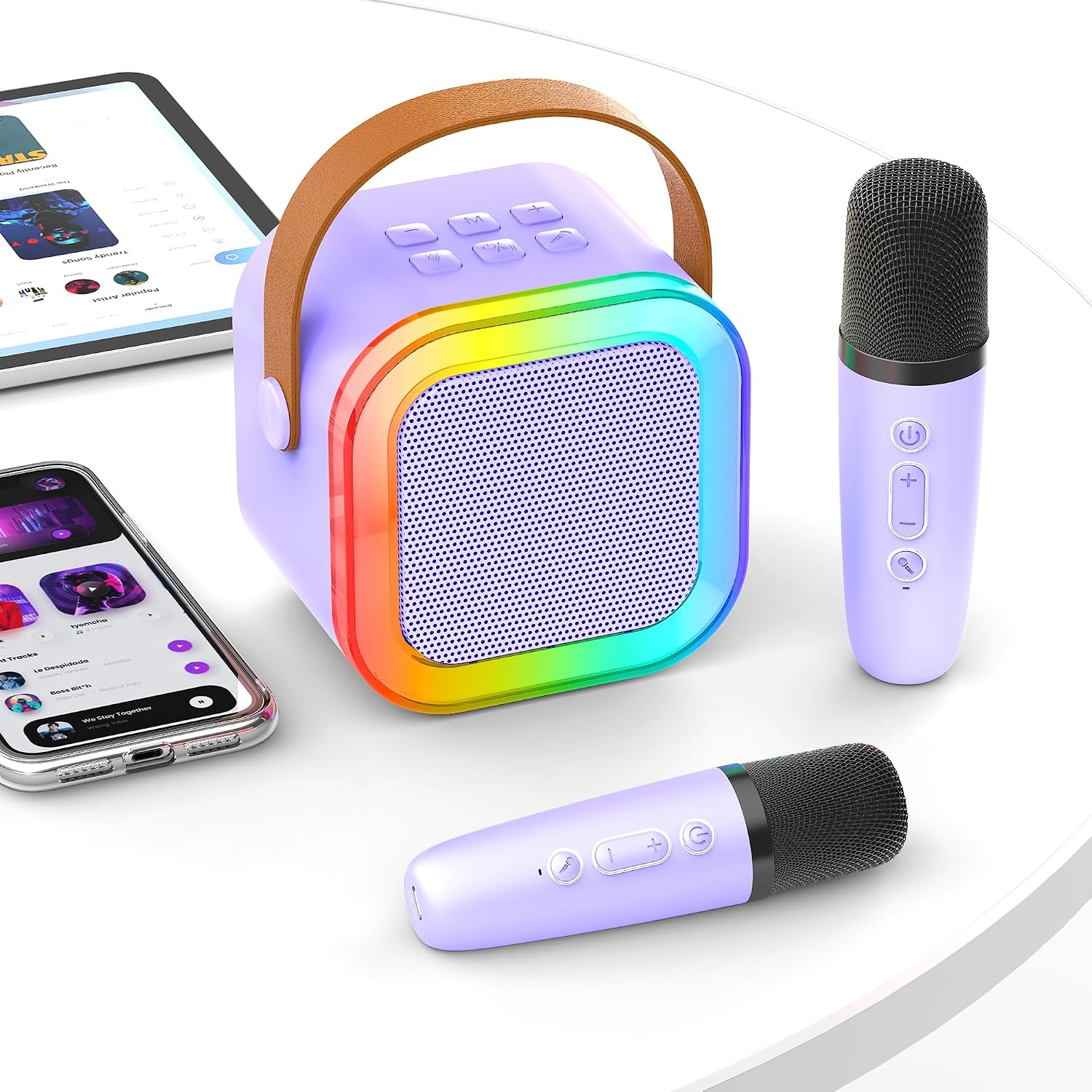Detalle de Mini Portable Karaoke Machine 2‑mic for Kids 🎤