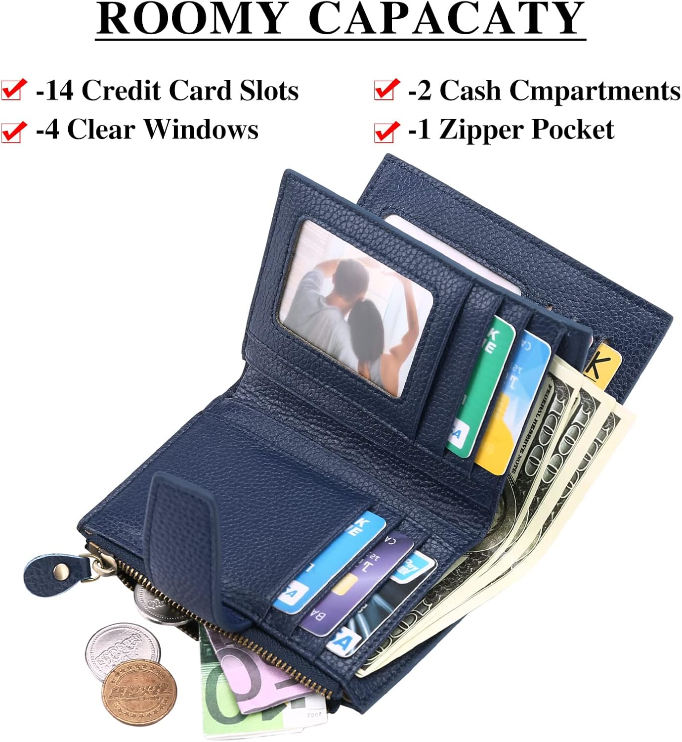Thumbnail 4 de SENDEFN RFID Leather Compact Bi-fold Wallet 5.12