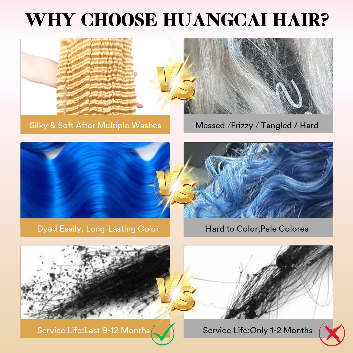 Thumbnail 2 de HUANGCAI 32 Inch 613 13x6 Lace Front Wig Human Hair – Blonde Deep Wave, 200% Density