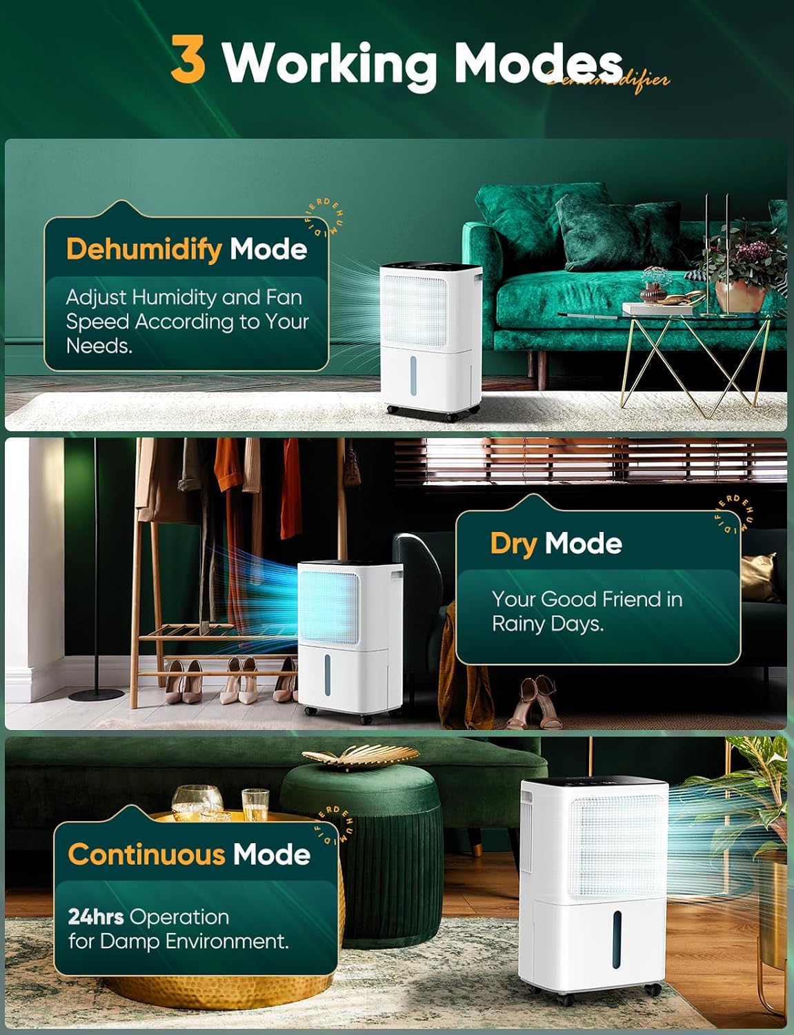 Detalle de Dehumidifier for Home Damp with Humidity Display