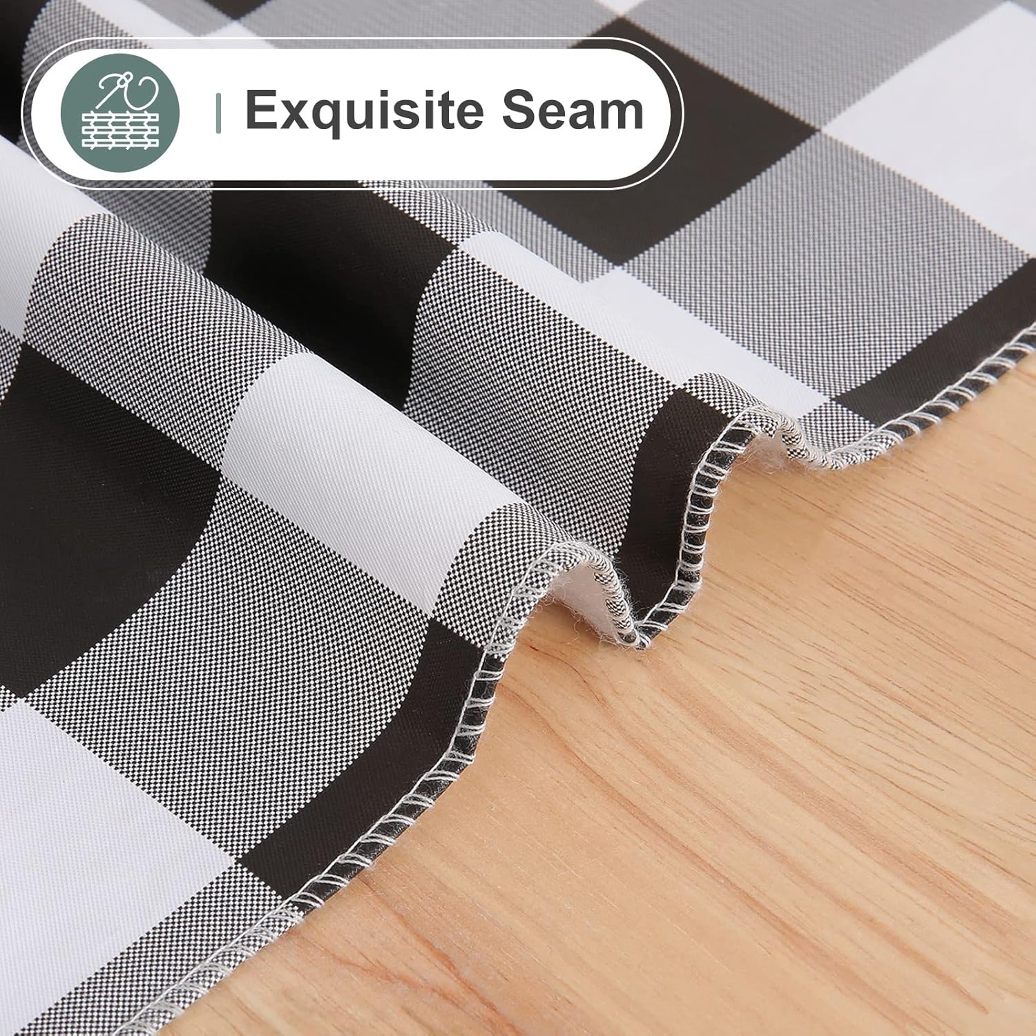 Detalle de misaya Square Waterproof Vinyl Table Cloth with Flannel Back, Black and White (54 x 54 in)
