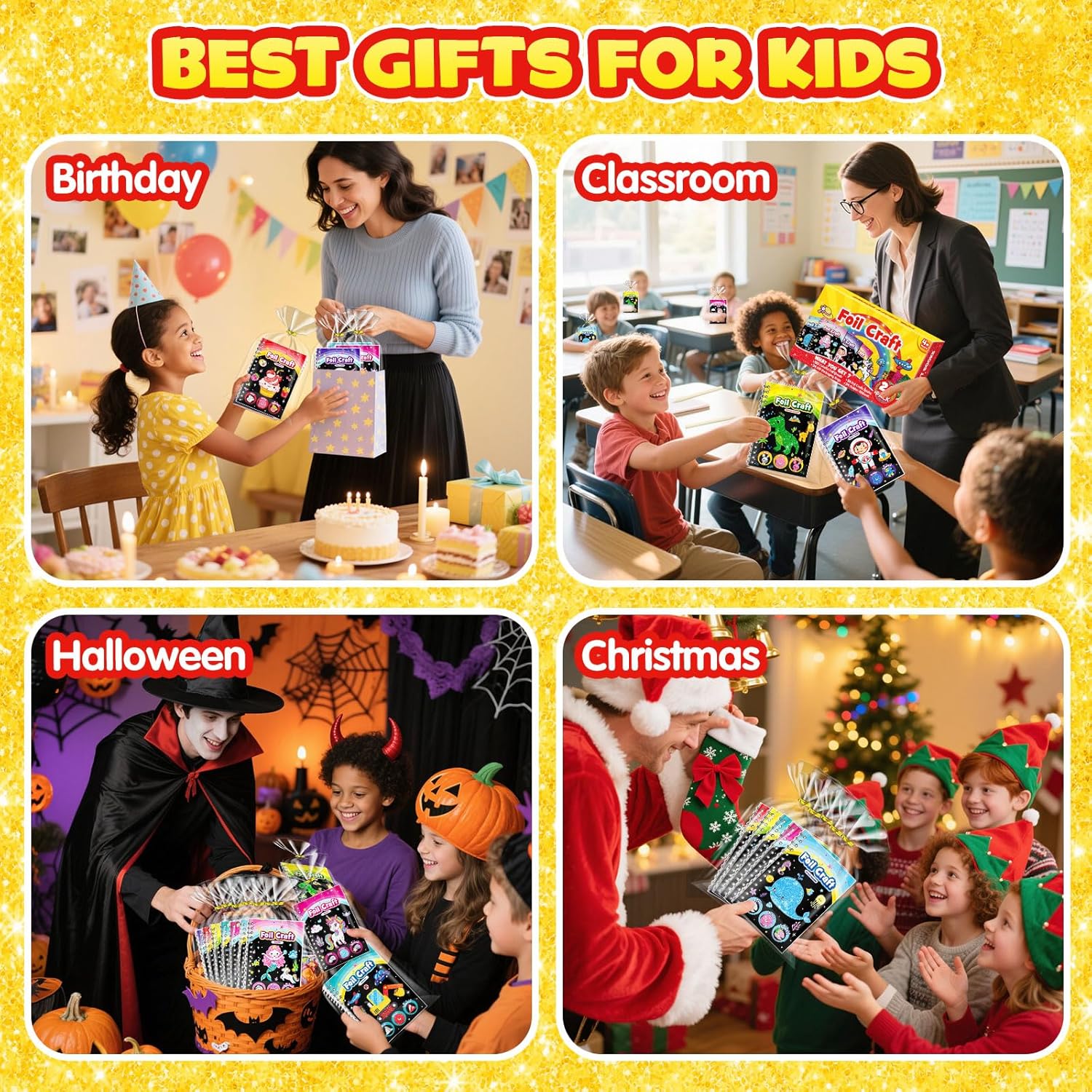 Thumbnail 5 de LIKYMO Foil Art Party Bag Filler Set (No Mess Foil Craft for Kids, ages 4–9) – R-32 PCS
