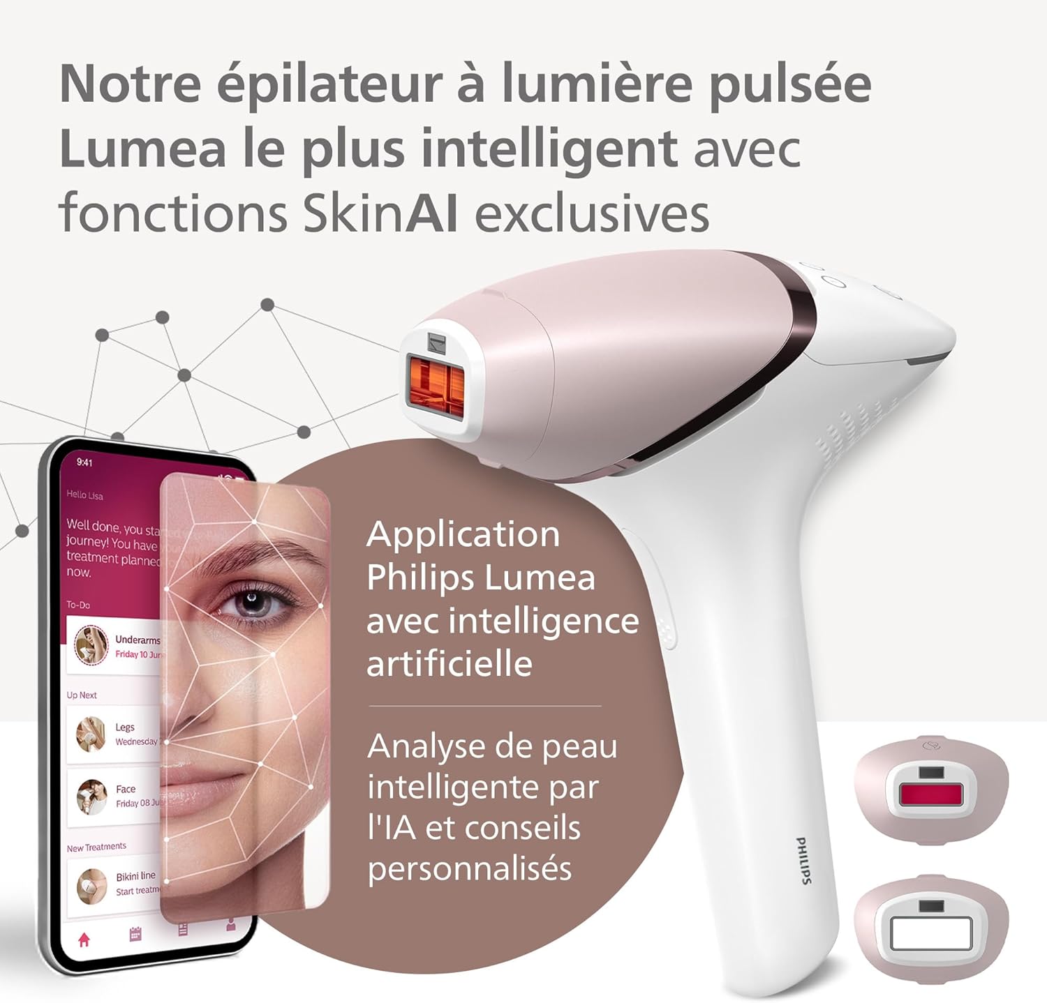 Detalle de Philips Lumea série 9900 (BRI950/02) – Épilateur à lumière pulsée avec SkinAI et SenseIQ