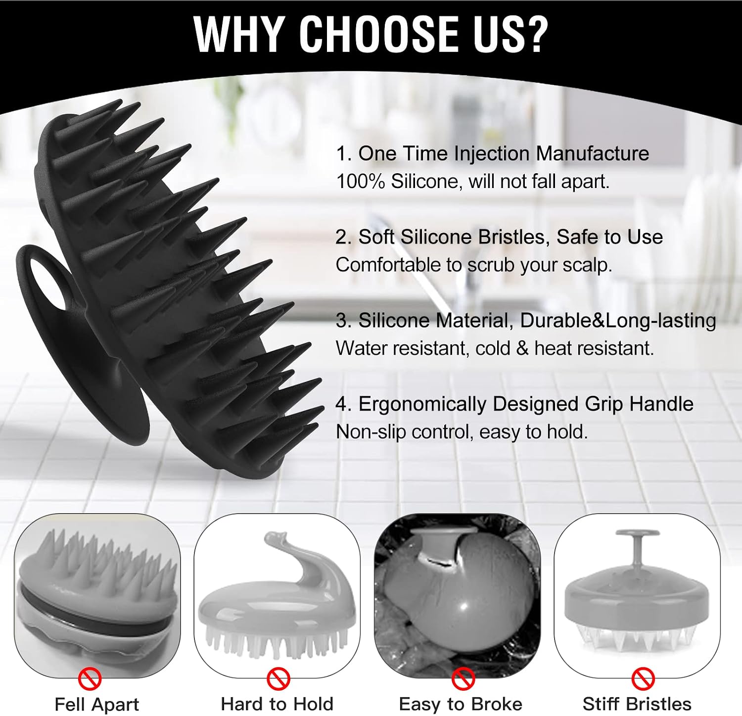 Thumbnail 4 de BEAUTAIL Silicone Body Scrubber and Scalp Massager Brush