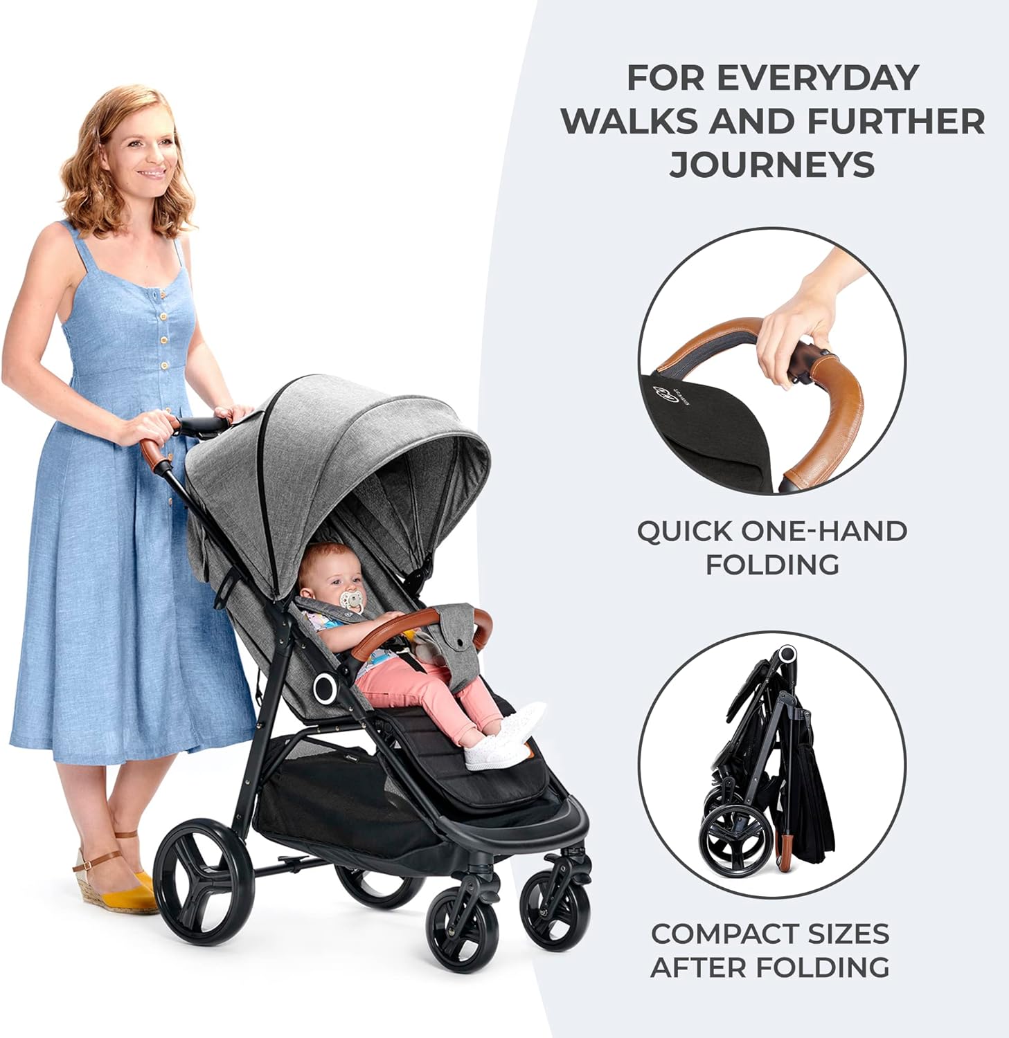 Detalle de Kinderkraft Grande Plus Stroller: From Birth to 22 kg with Lie-Flat Position