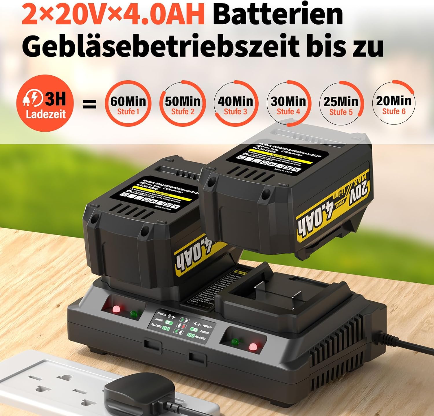 Detalle de SEYVUM Akku-Laubsauger 40V mit 190 km/h