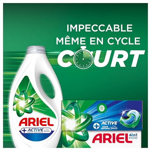 Detalle de Ariel +Active Lessive Liquide 35 Lavages – Odeurs de transpiration maîtrisées, efficacité à froid, fabriqué en France