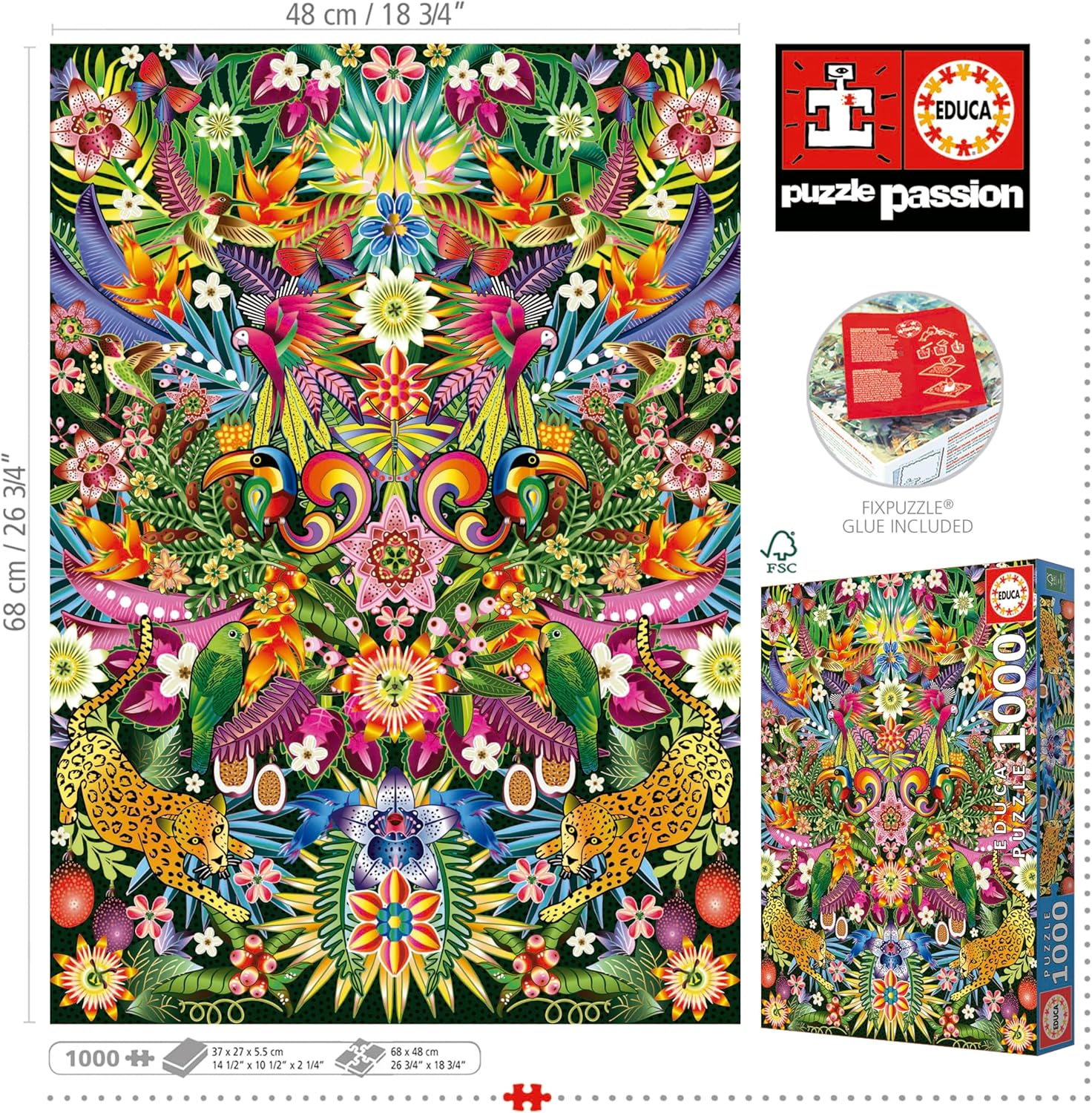 Thumbnail 2 de Educa Tucanes de 1000 piezas para adultos – Puzzle 48 x 68 cm con Cola Fix Puzzle