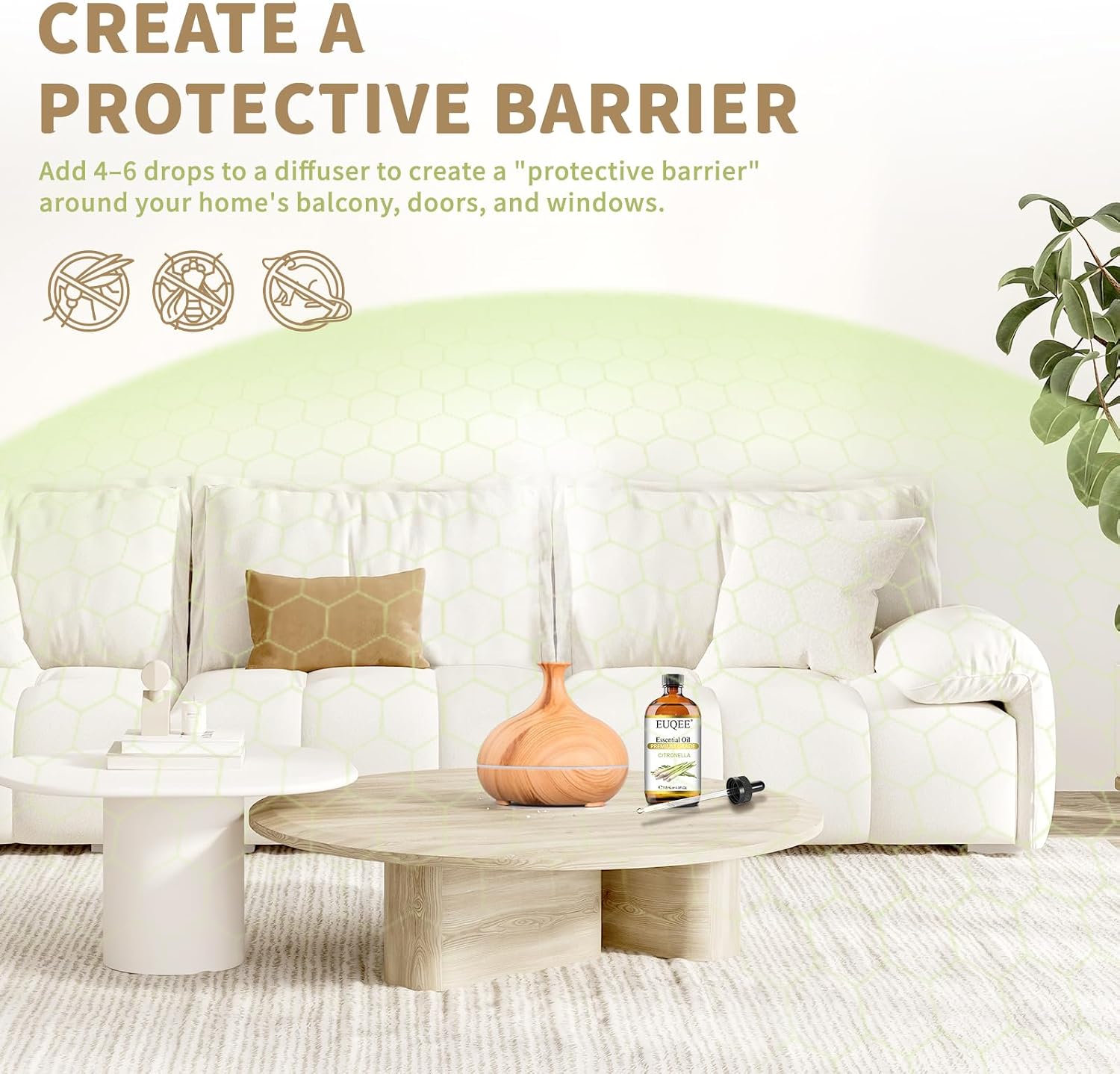 Detalle de EUQEE Citronella Essential Oil 4 fl oz