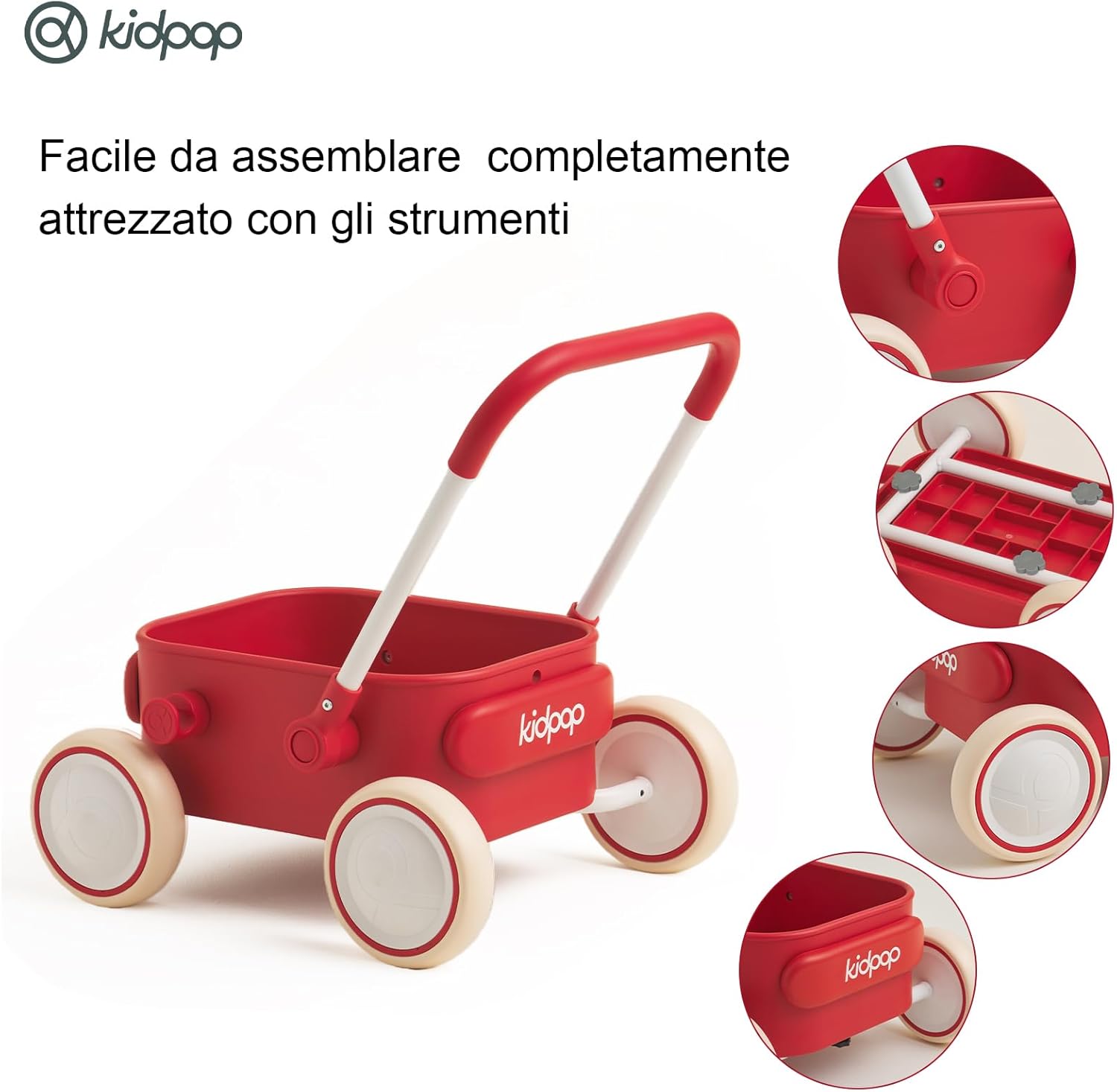 Thumbnail 1 de Kidpop PULA girello e carrello per bambini 6-18 mesi, rosso, portata 15 kg
