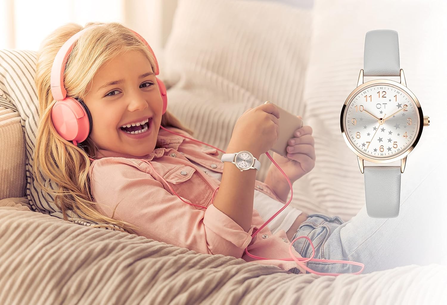 Thumbnail 5 de Cool Time Kids Kinderuhr für Mädchen in Roségold, Ø 28 mm mit Sternchen