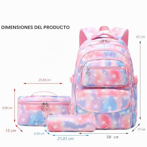 Thumbnail 1 de SIVENKE Juego de Mochila Escolar con Bolsa de Almuerzo y Estuche (3 piezas) – Estrella