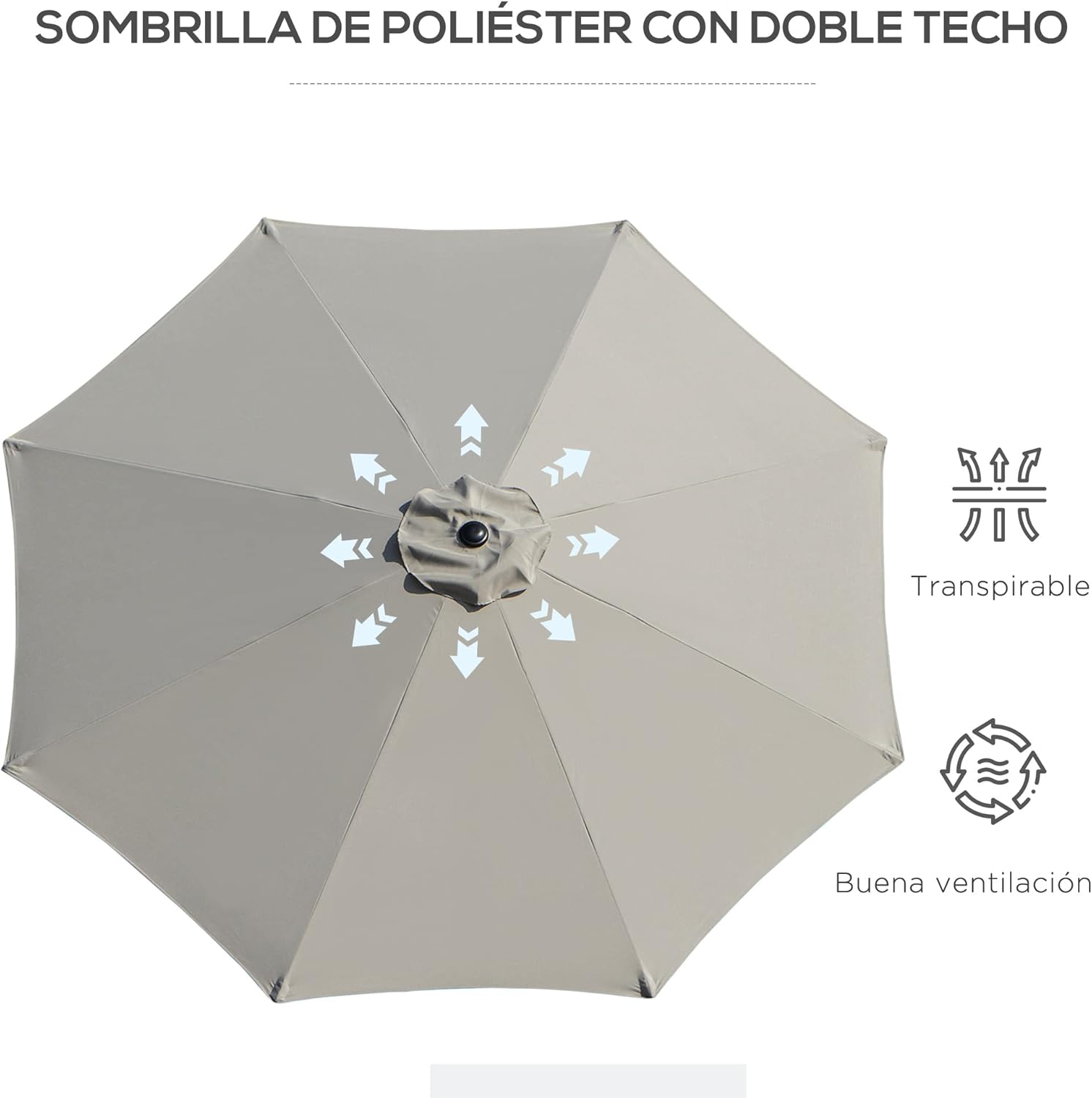 Thumbnail 7 de Outsunny Sombrilla de Jardín con Manivela y Mecanismo ☂