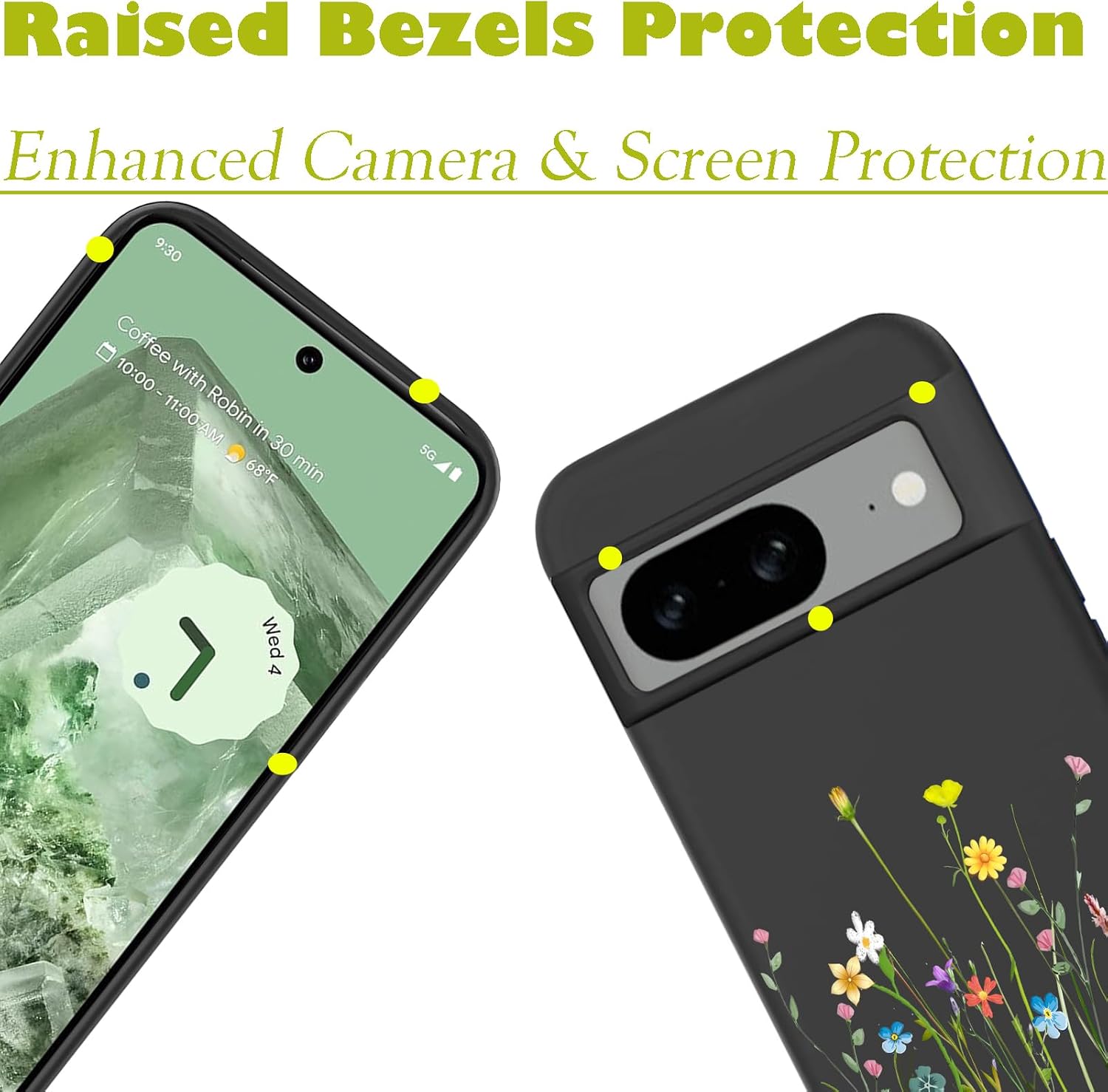 Detalle 2 de Unov Pixel 8 TPU Phone Case, Flower Bouquet Pattern and Raised Edges