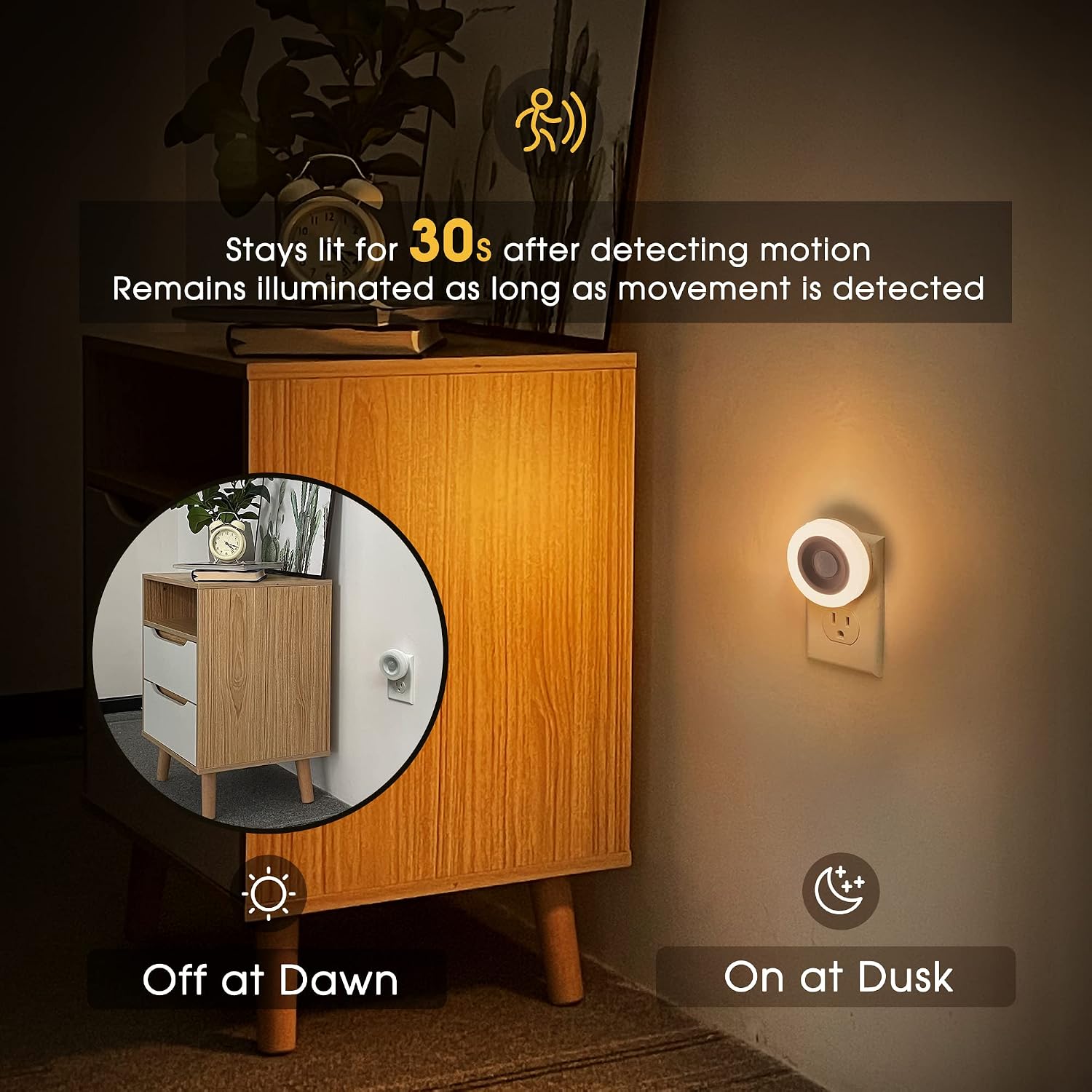 Detalle de Briignite GD002 Motion Sensor Night Lights, 2-Pack, 3000K Warm White