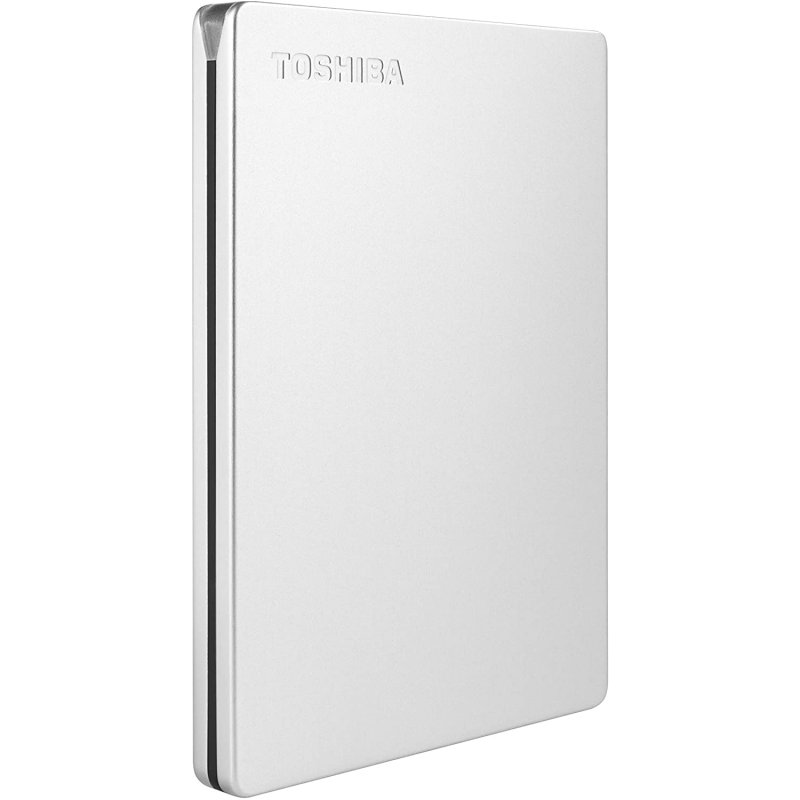 Detalle de Toshiba Canvio Slim 2TB USB 3.2 Gen 1, plata: disco duro externo compacto para tu movilidad