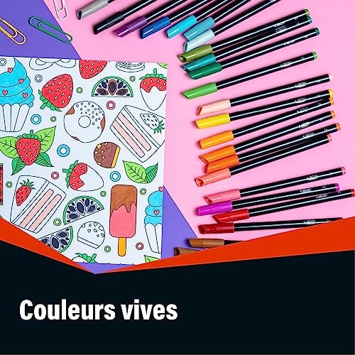 Detalle 2 de BIC Intensity Feutres de Coloriage Encre Lavable (Base d'Eau) – Corps Noir, Pack de 24