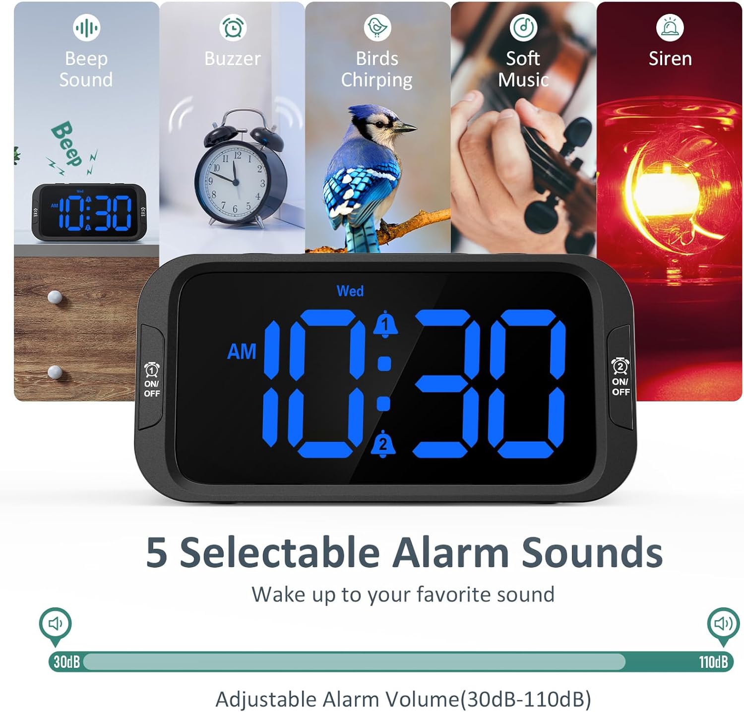 Thumbnail 3 de Odokee Digital Dual Alarm Clock for Bedroom